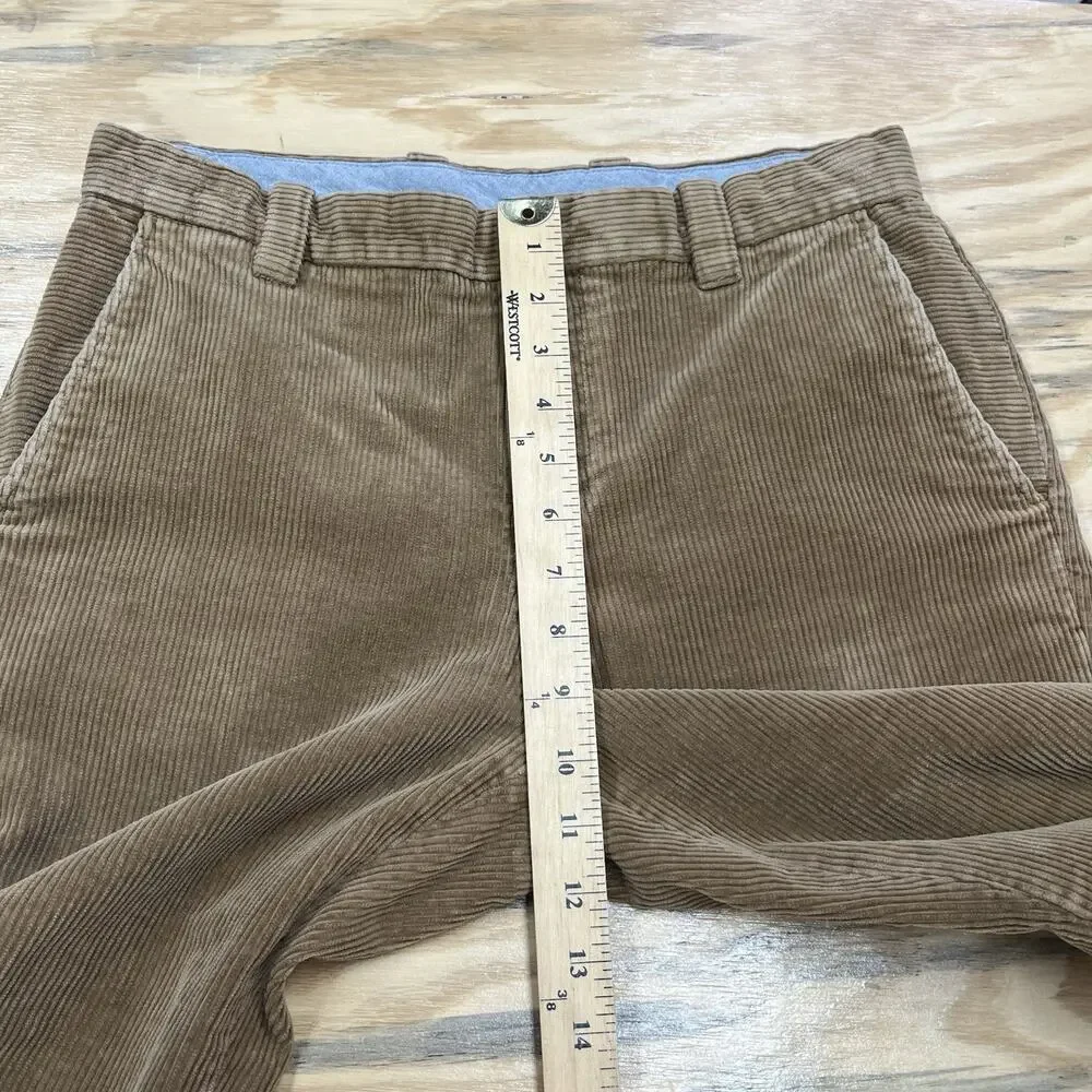 Brooks Brothers Clark Fit Corduroy Pants Mens 32X30 (32X28) Beige Stretch Casual